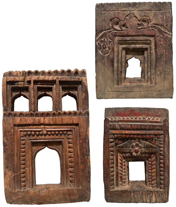 Set of 3 Deccan Windows - 02, , Balaji's Antiques and Collectibles - Artisera