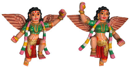 Painted Apsaras (Pair), , Balaji's Antiques and Collectibles - Artisera