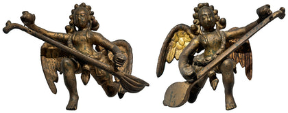 Winged Apsaras with Veenas (Pair), , Balaji's Antiques and Collectibles - Artisera