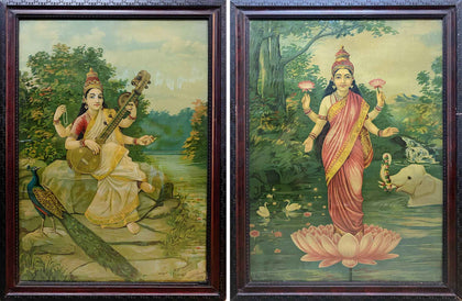 Saraswati and Lakshmi (Pair) 09, Raja Ravi Varma, Balaji Art - Artisera