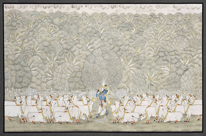 Krishna with Cows in Forest - 04, Nemichand, Ethnic Art - Artisera