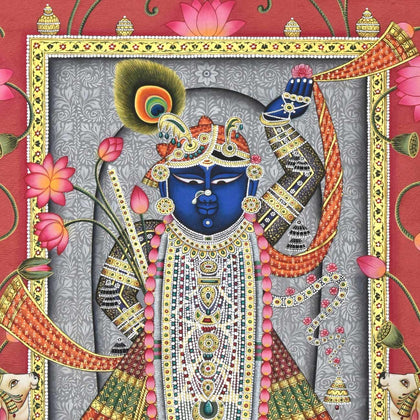 Shrinathji in Lotus Pond - 10, Rajesh Sharma, Ethnic Art - Artisera