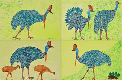 Cassowary Birds, Set of 4, Sandeep Dhurve, Aavaksha - Artisera