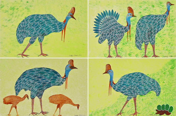 Cassowary Birds, Set of 4, Sandeep Dhurve, Aavaksha - Artisera