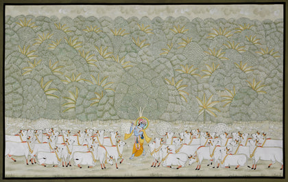 Krishna with Cows in Forest - 05, Nemichand, Ethnic Art - Artisera