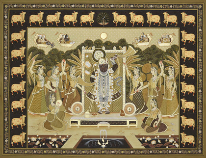 Shrinathji with Gopis - 03, Nemichand, Ethnic Art - Artisera