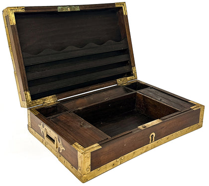 Rosewood Jewellery Box with Brass Trim 01, , Balaji's Antiques and Collectibles - Artisera