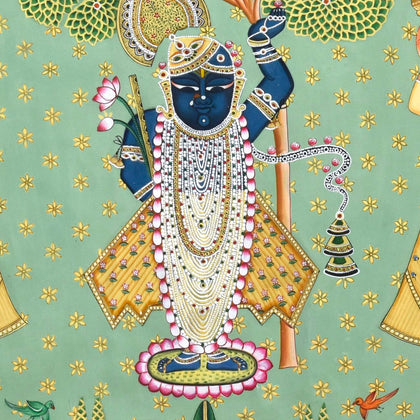 Shrinathji with Gopis and Cows - 07, Nemichand, Ethnic Art - Artisera