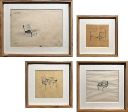 Mid-Century Design Drawings of Chairs (Set of 4) - 02