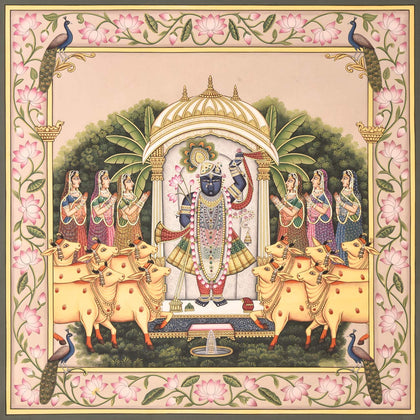Shrinathji with Gopis and Cows - 04, Rajesh Sharma, Ethnic Art - Artisera