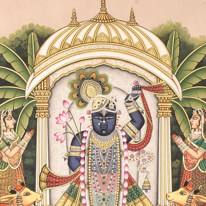 Shrinathji with Gopis and Cows - 04, Rajesh Sharma, Ethnic Art - Artisera