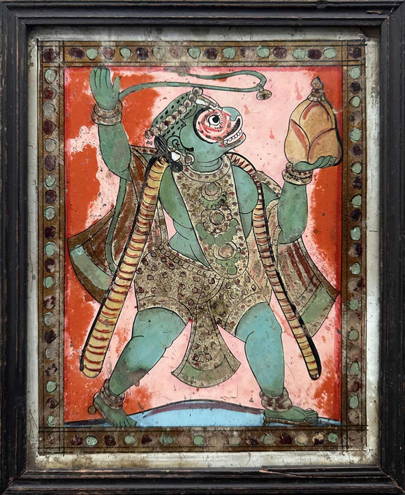 Hanuman Carrying Dronagiri Mountain - 02, , Balaji Reverse Glass - Artisera