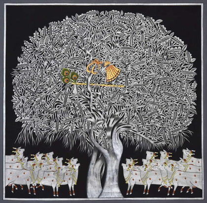 Krishna in Tree - 04, Nemichand, Ethnic Art - Artisera