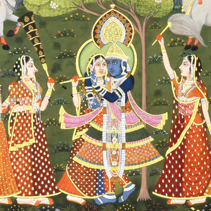 Radha Krishna with Gopis and Cows - 01, Nitin & Nilesh Sharma, Ethnic Art - Artisera