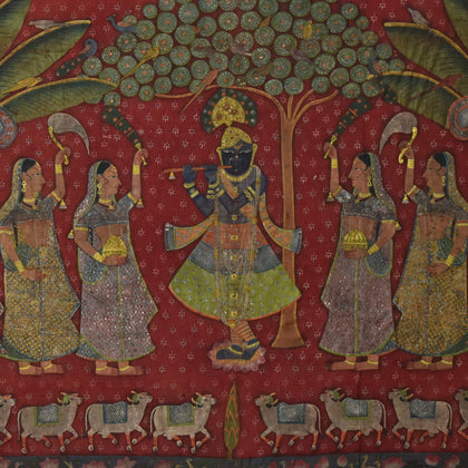Krishna with Gopis Under Tree - 03, , Ethnic Art - Artisera