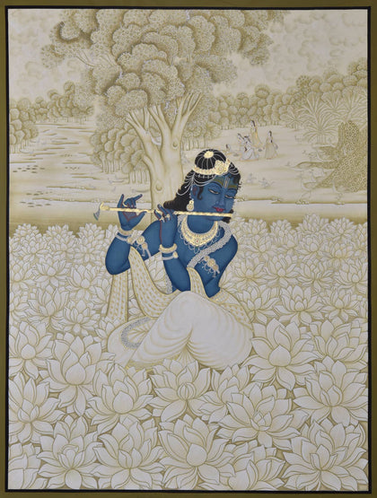 Krishna Playing Flute - 03, Nemichand, Ethnic Art - Artisera