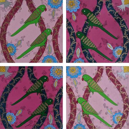 Parrots (Set of 4), Shan Bhatnagar, Trail of Hope 2.0 - Artisera