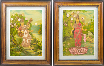Saraswati and Lakshmi (Pair) 05, Raja Ravi Varma, Balaji Art - Artisera