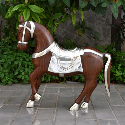 Semi Clad Trotting Horse - Brown, , Silver Showpieces - Artisera