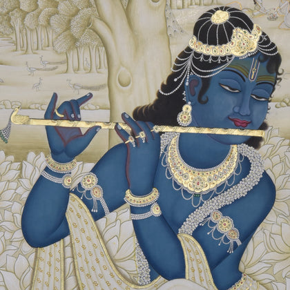Krishna Playing Flute - 03, Nemichand, Ethnic Art - Artisera