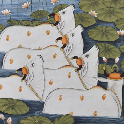 Krishna in Lotus Pond - 02, Nemichand, Ethnic Art - Artisera