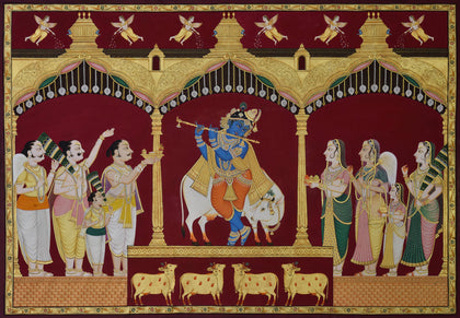 Krishna Playing Flute - 04, Nemichand, Ethnic Art - Artisera