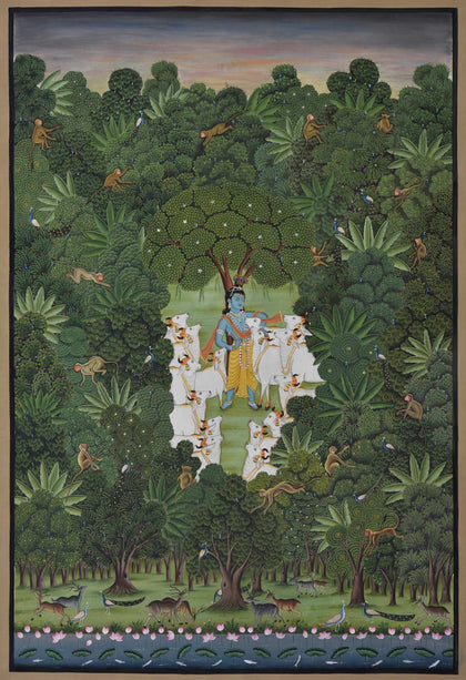 Krishna in Forest - 01, Nemichand, Ethnic Art - Artisera