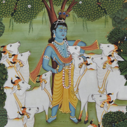 Krishna in Forest - 01, Nemichand, Ethnic Art - Artisera