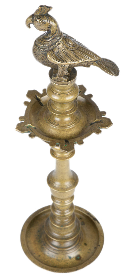 Lamp with Large Parakeet Finial, , Ritual Lamps - Artisera