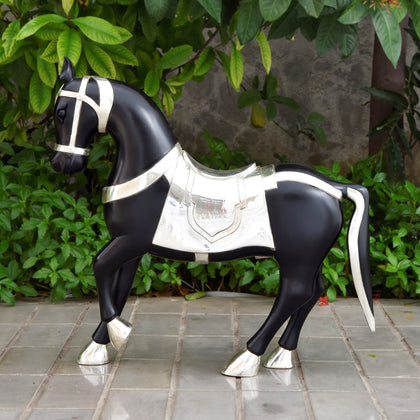 Semi Clad Trotting Horse - Black, , Silver Showpieces - Artisera