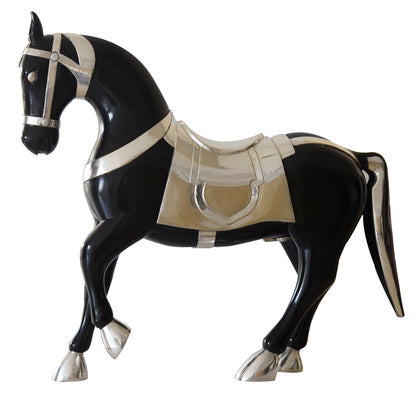 Semi Clad Trotting Horse - Black, , Silver Showpieces - Artisera