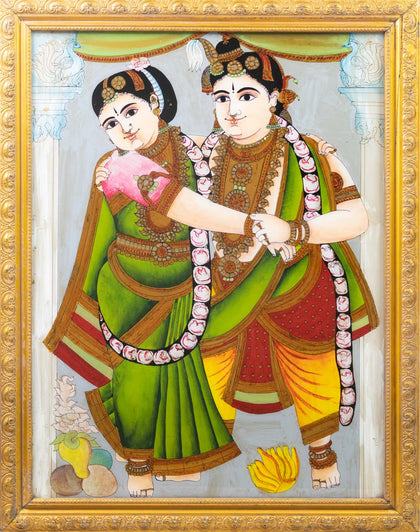 Courting Couple, , Balaji Reverse Glass - Artisera