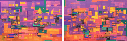 City: Moods and Metaphors 10, diptych, Praveen Kumar, Internal - Artisera