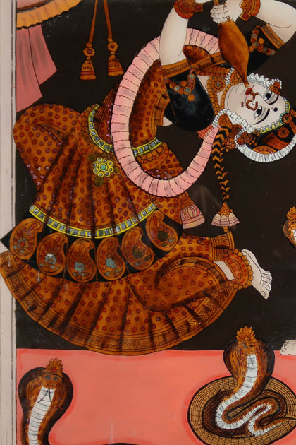 Balakrishna and Attendant Snake Charming, , Phillips Reverse Glass - Artisera