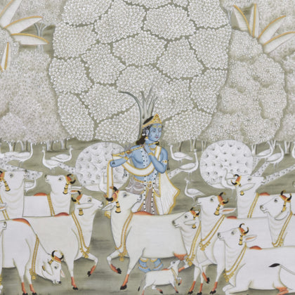 Krishna with Cows in Forest - 02, Nemichand, Ethnic Art - Artisera