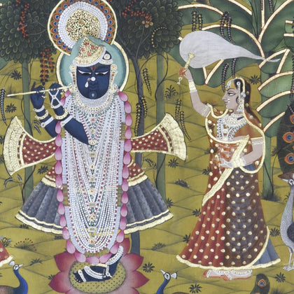 Shrinathji Playing Flute - 04, Nitin and Nilesh Sharma, Ethnic Art - Artisera