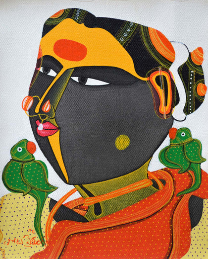 Woman with Parrots, Thota Vaikuntam, Archer Art Gallery - Artisera