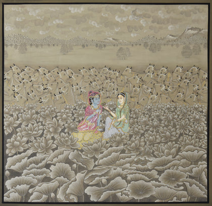 Radha Krishna With Cows - 04, Nemichand, Ethnic Art - Artisera