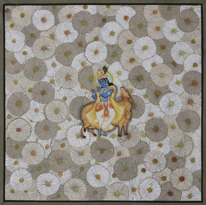 Krishna with Flowers, Nemichand, Ethnic Art - Artisera