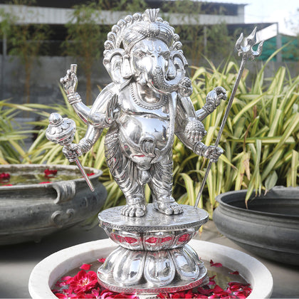 Chaturbhuj Ganesha, , Silver Showpieces - Artisera