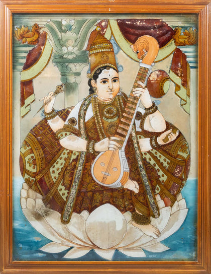 Saraswati - 02, , Balaji Reverse Glass - Artisera