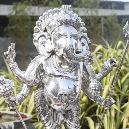 Chaturbhuj Ganesha, , Silver Showpieces - Artisera