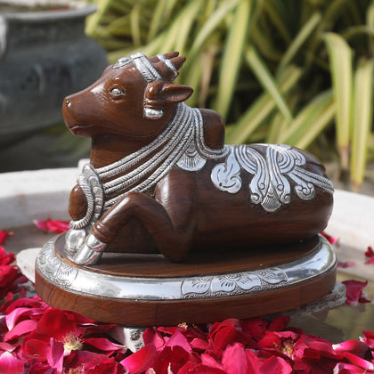 Semi Clad Nandi, , Silver Showpieces - Artisera