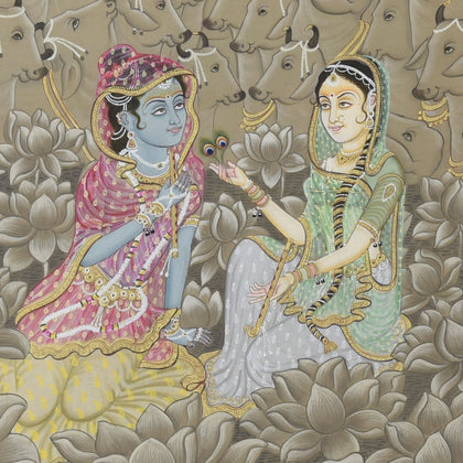 Radha Krishna With Cows - 04, Nemichand, Ethnic Art - Artisera