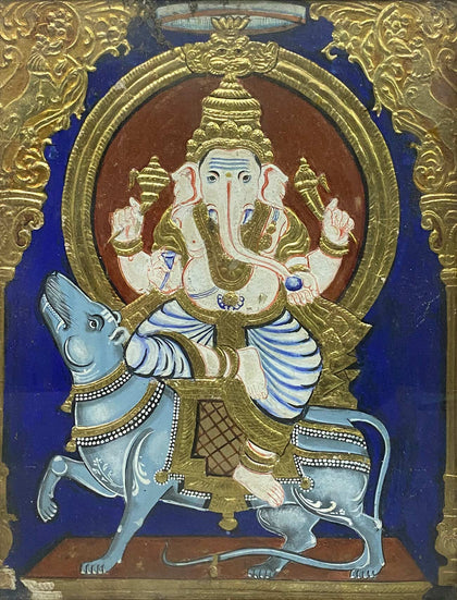 Ganesha Seated on Mooshika, , Balaji's Antiques and Collectibles - Artisera