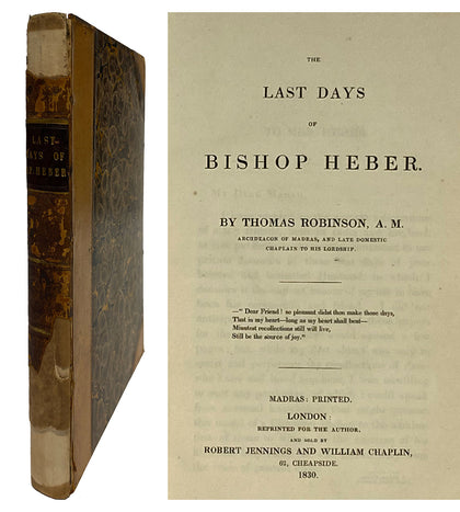 Last Days of Bishop Heber; 1830, , Antiquarian Books - Artisera