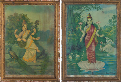 Saraswati and Lakshmi (Pair) 04, Raja Ravi Varma, Balaji Art - Artisera