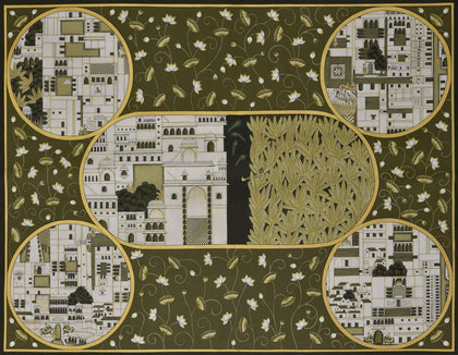 Temple Map with Lotuses, Nemichand, Ethnic Art - Artisera