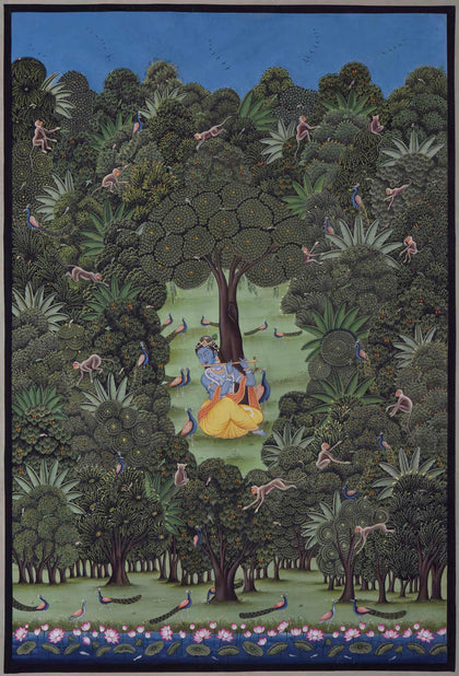 Krishna in Forest - 02, Nemichand, Ethnic Art - Artisera