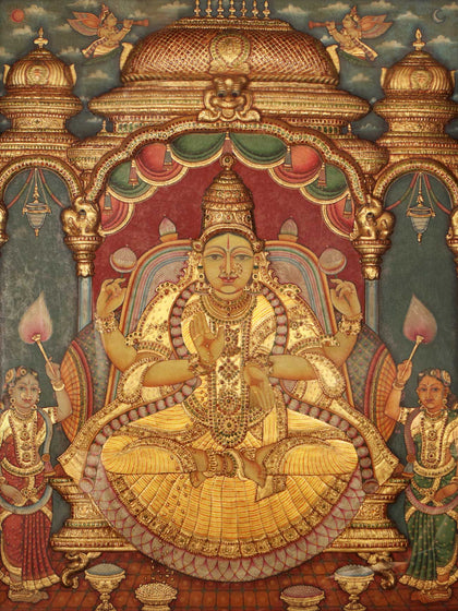 Mahalakshmi with Chettinad Pillars, , Mriya Arts - Artisera